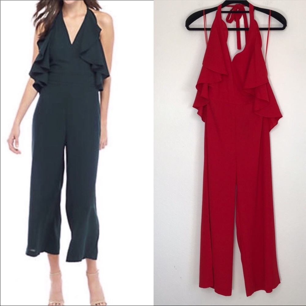 Red Jumpsuit Romeo and Juliet S red wide leg cropped jumpsuit